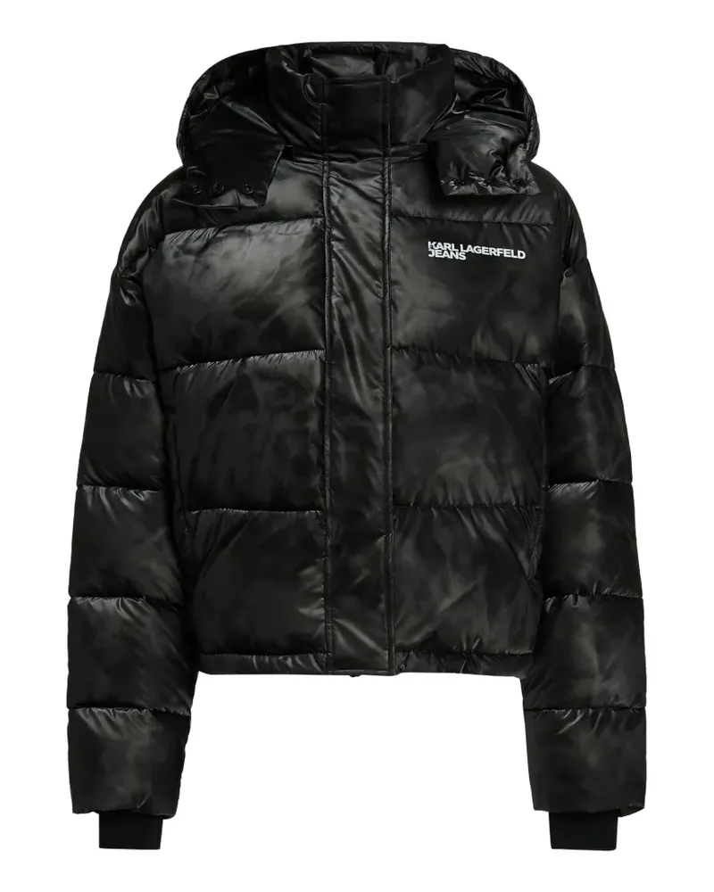 Karl Lagerfeld Glänzende Cropped-Steppjacke - Schwarz Schwarz