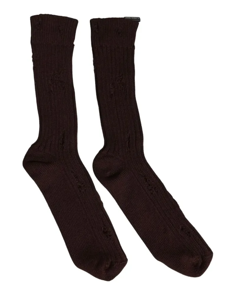 Dolce & Gabbana distressed ribbed-knit socks - Braun Braun