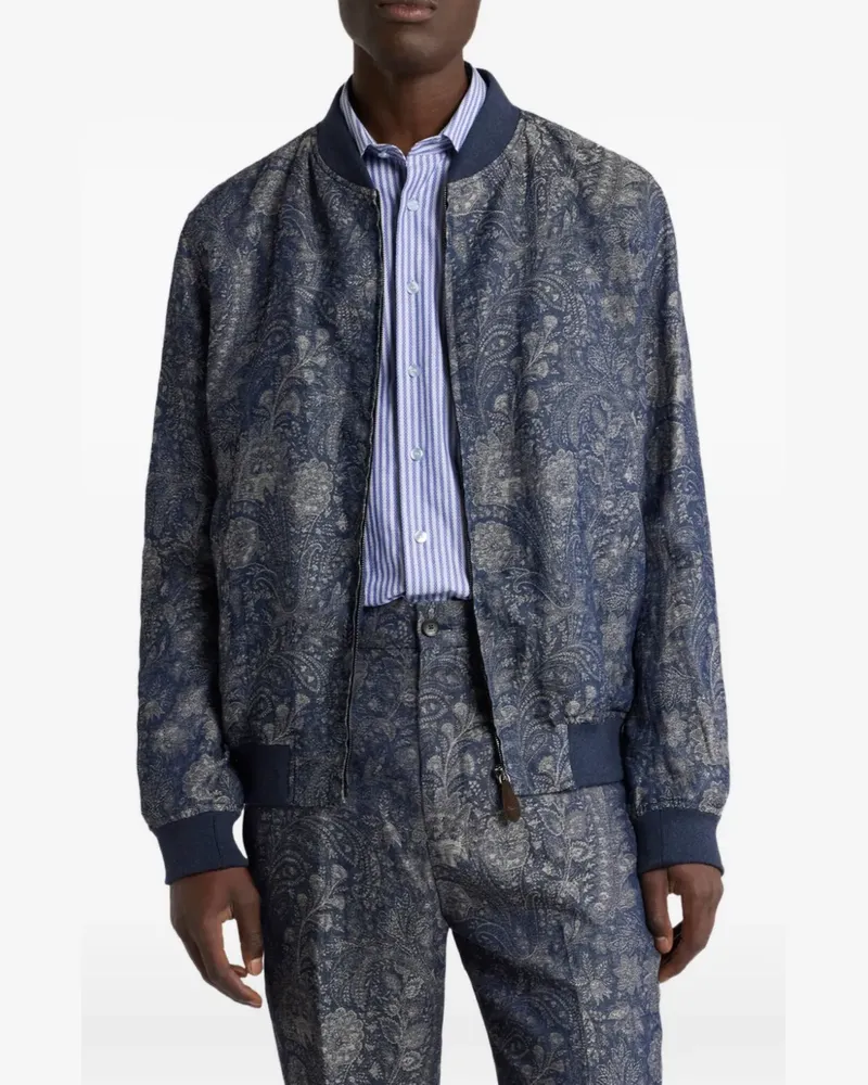 Etro jacquard paisley bomber jacket - Blau Blau