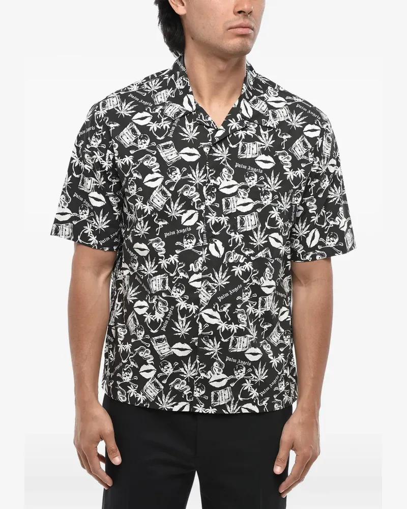 Palm Angels graphic-print chest-pocket shirt - Schwarz Schwarz