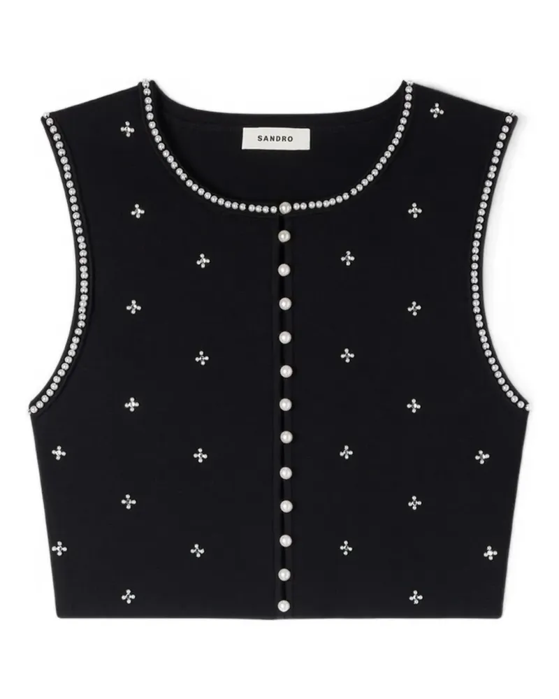 Sandro floral strassé cropped top - Schwarz Schwarz