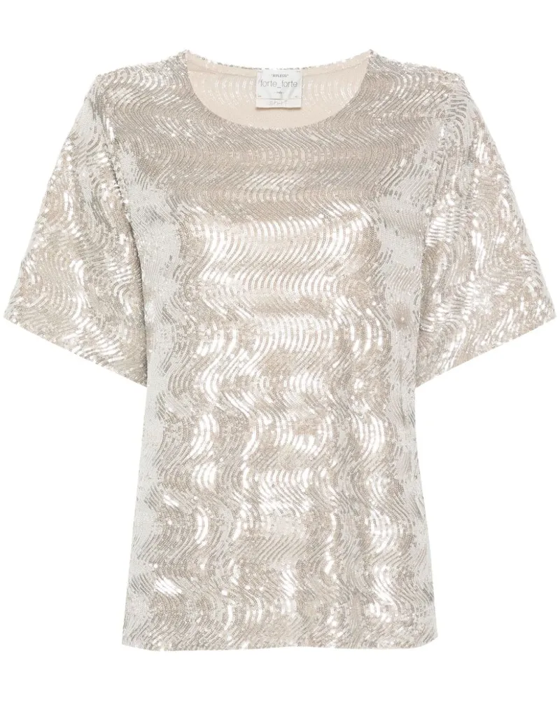 forte_forte Bluse mit Pailletten - Silber Silber