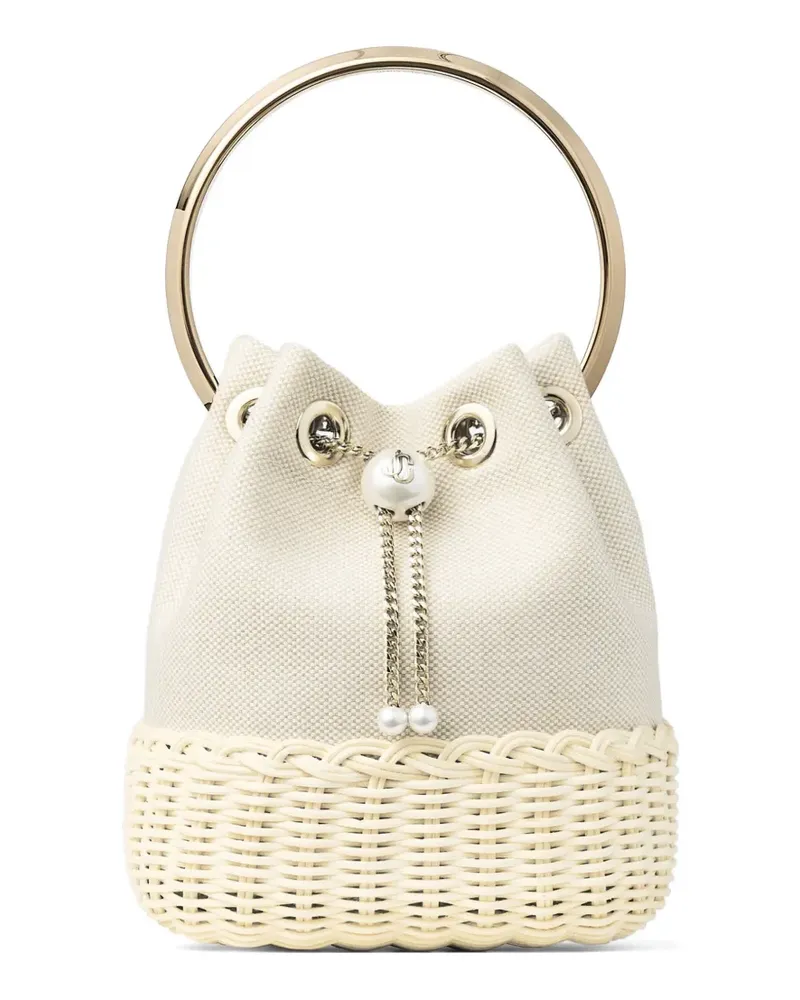 Jimmy Choo Bon Bon pearl detail bucket bag - Grau Grau