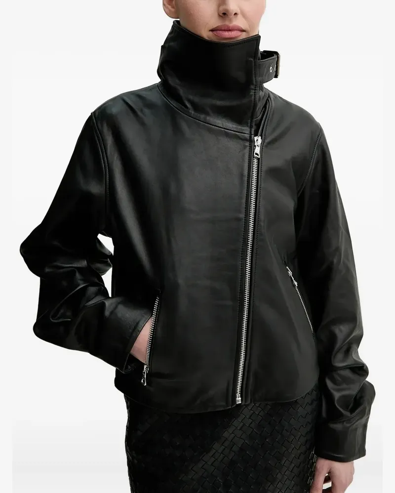 Won Hundred Lederjacke mit Gürtel - Schwarz Schwarz