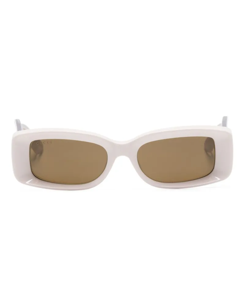 Gucci Eckige Sonnenbrille mit Logo-Gravur - Nude Nude
