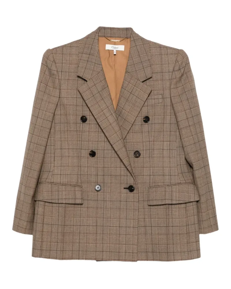 Chloé Doppelreihiger Blazer mit Karomuster - Braun Braun