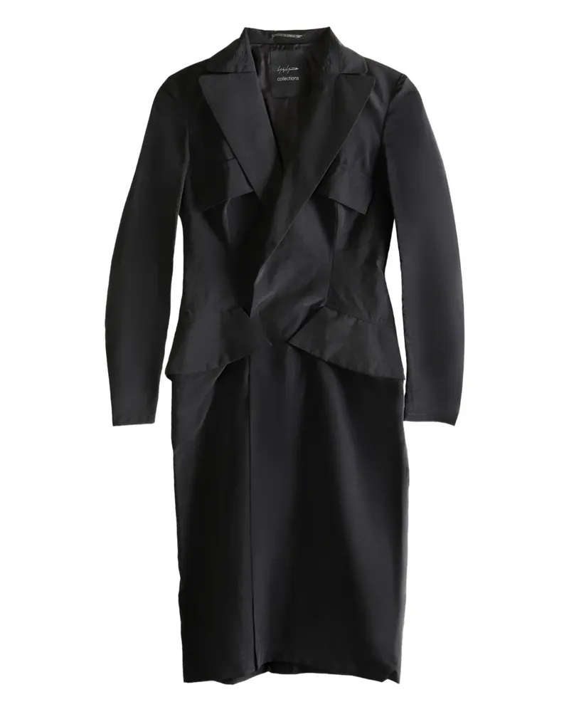 Yohji Yamamoto Kleid mit fallendem Revers - Schwarz Schwarz