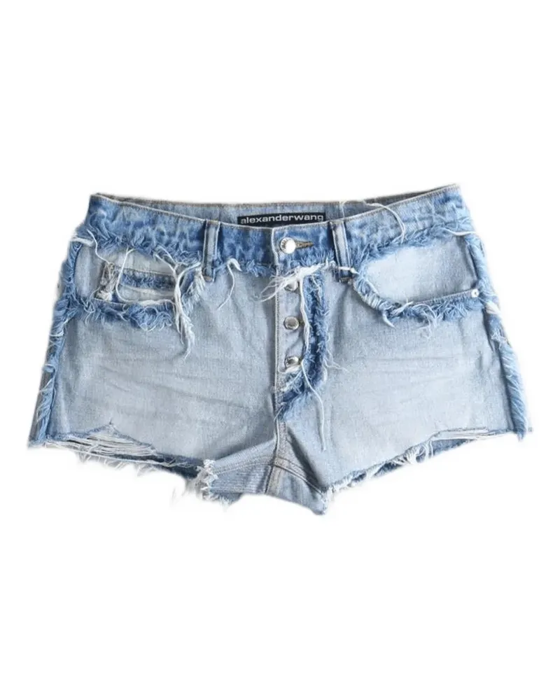 Alexander Wang deconstructed frayed-edge shorts - Blau Blau