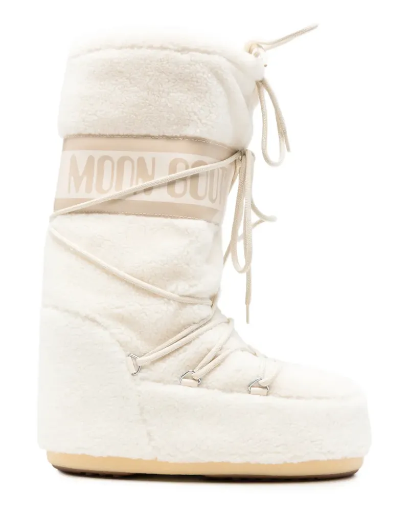 Moon Boot Schneestiefel aus Teddy-Stoff - Nude Nude