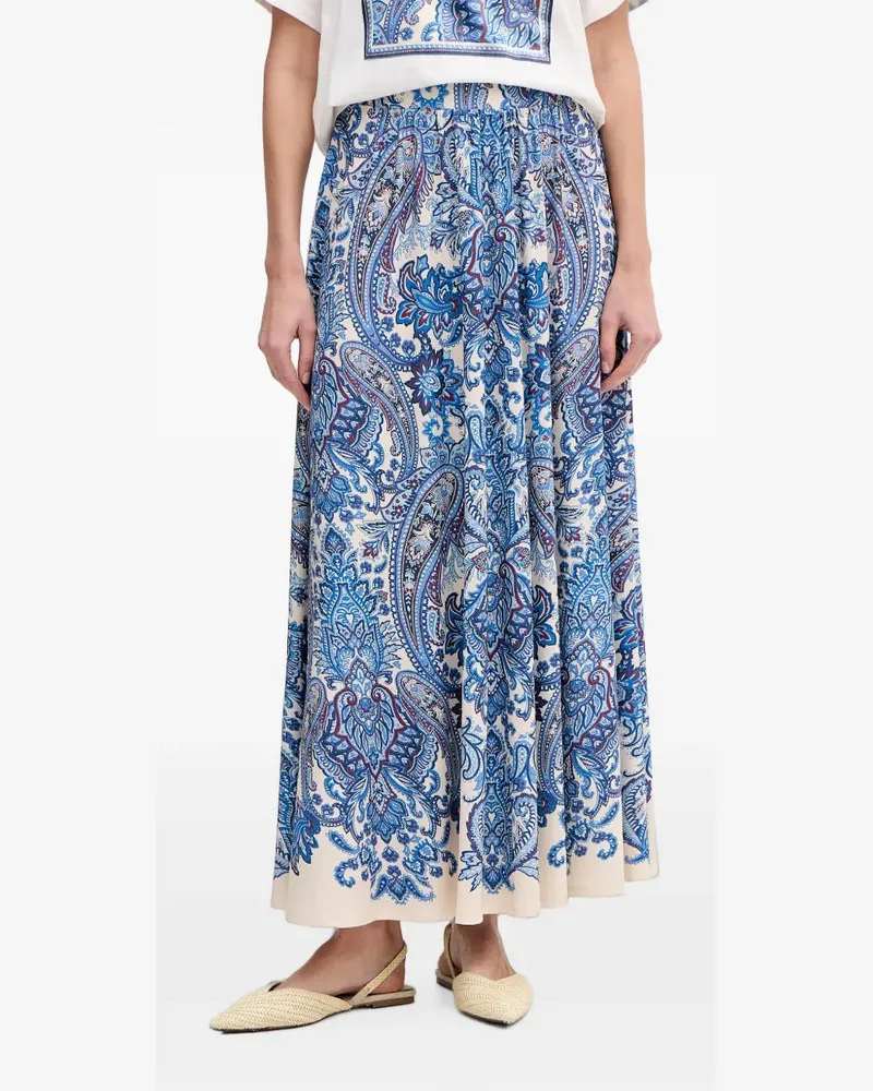 Oui  Midirock mit Paisley-Print - Blau Blau