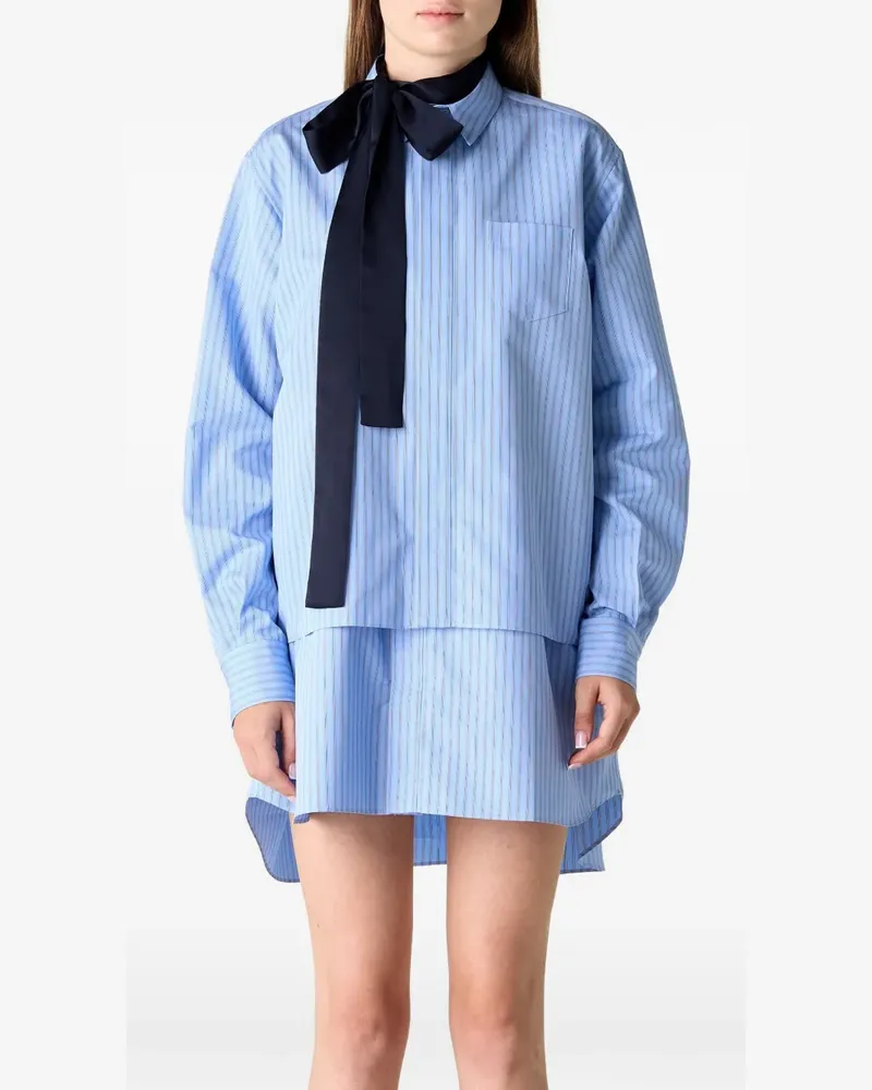 Sacai Gestreiftes Popeline-Minikleid - Blau Blau