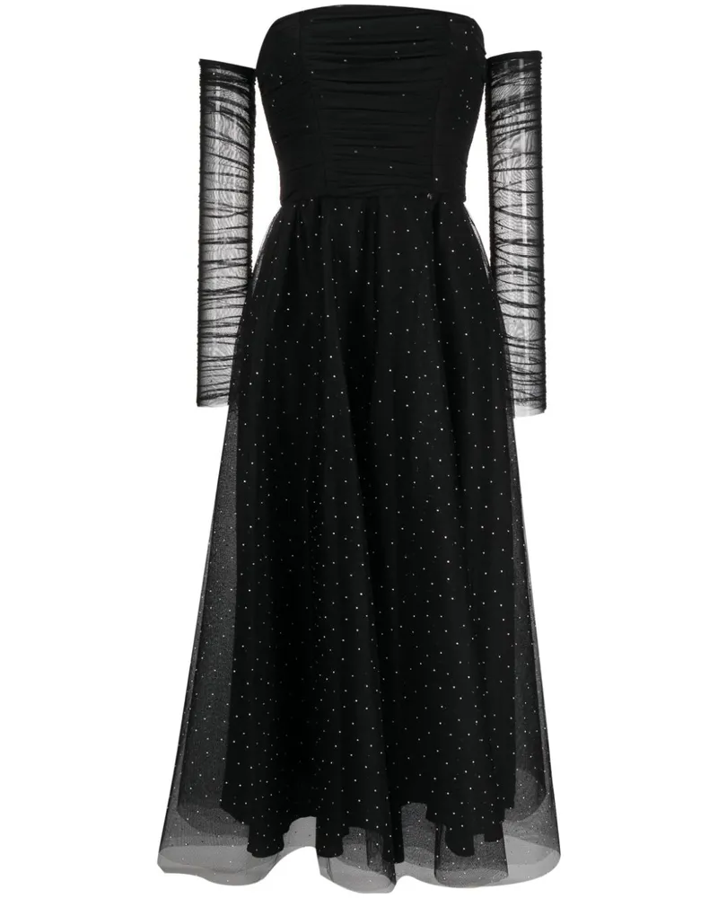 NISSA Schulterfreies Kleid mit Kristallen - Schwarz Schwarz