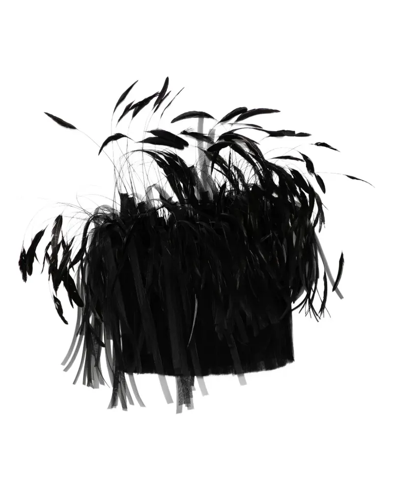 Isabel Sanchís Corsage mit Mesh-Federbesatz - Schwarz Schwarz