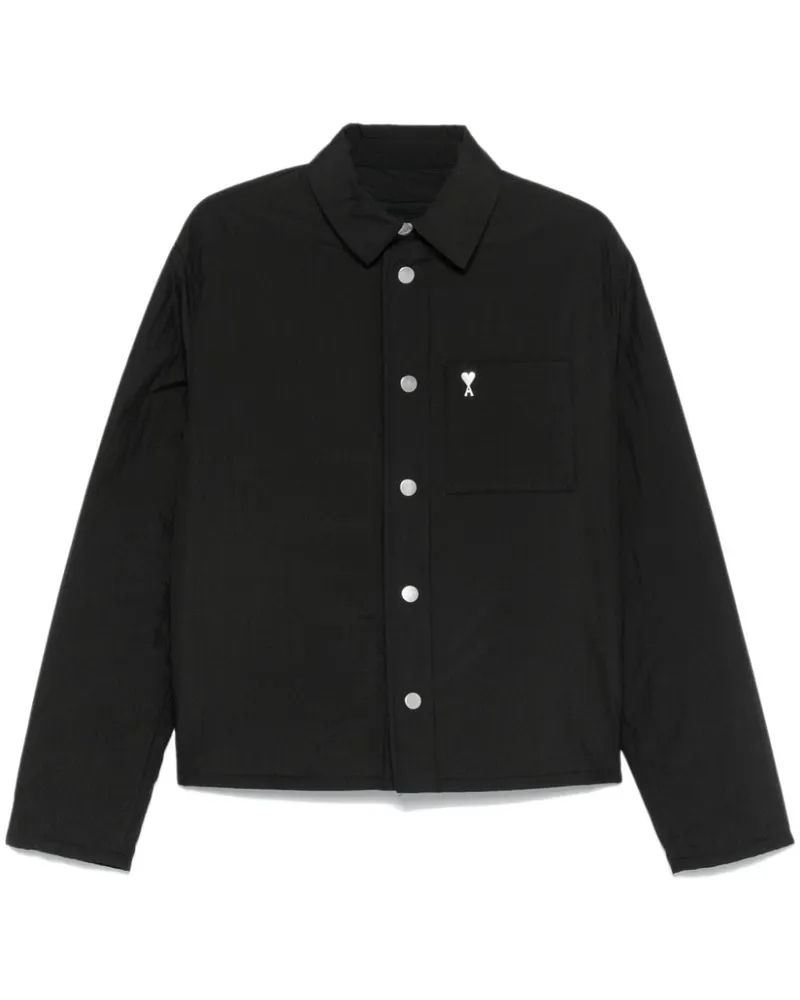 AMI Paris Wattierte Ami de Coeur Hemdjacke - Schwarz Schwarz