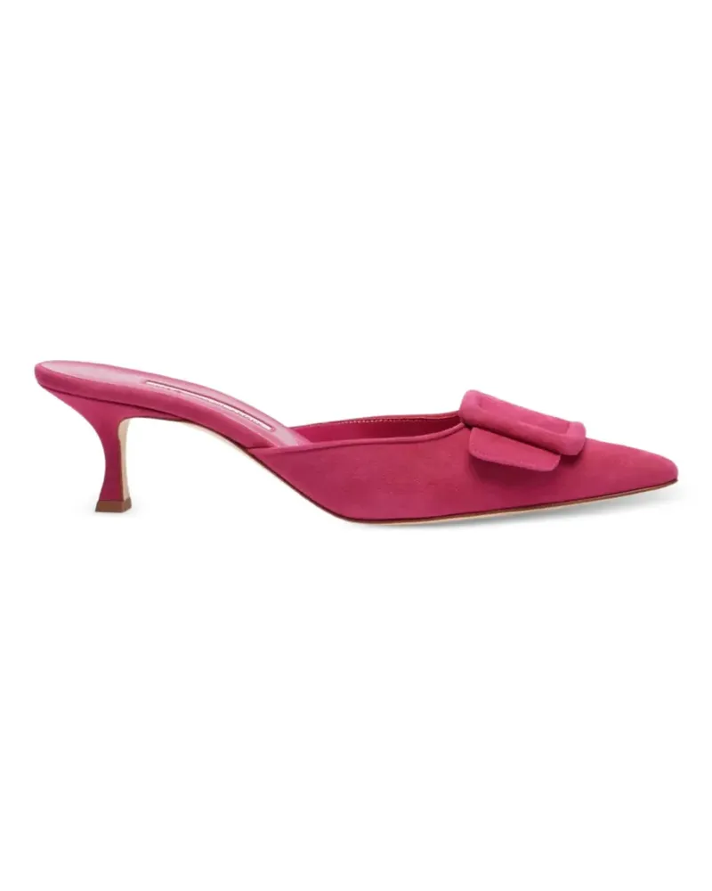 Manolo Blahnik Maysale Mules mit eckiger Schnalle - Rosa Rosa