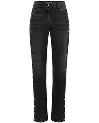 Elisabetta Franchi Cropped-Jeans mit Zierknöpfen Schwarz