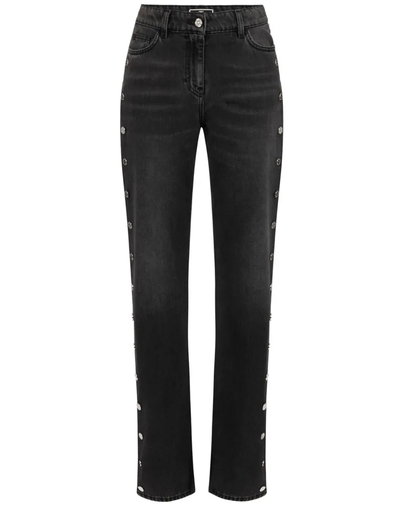 Elisabetta Franchi Cropped-Jeans mit Zierknöpfen Schwarz