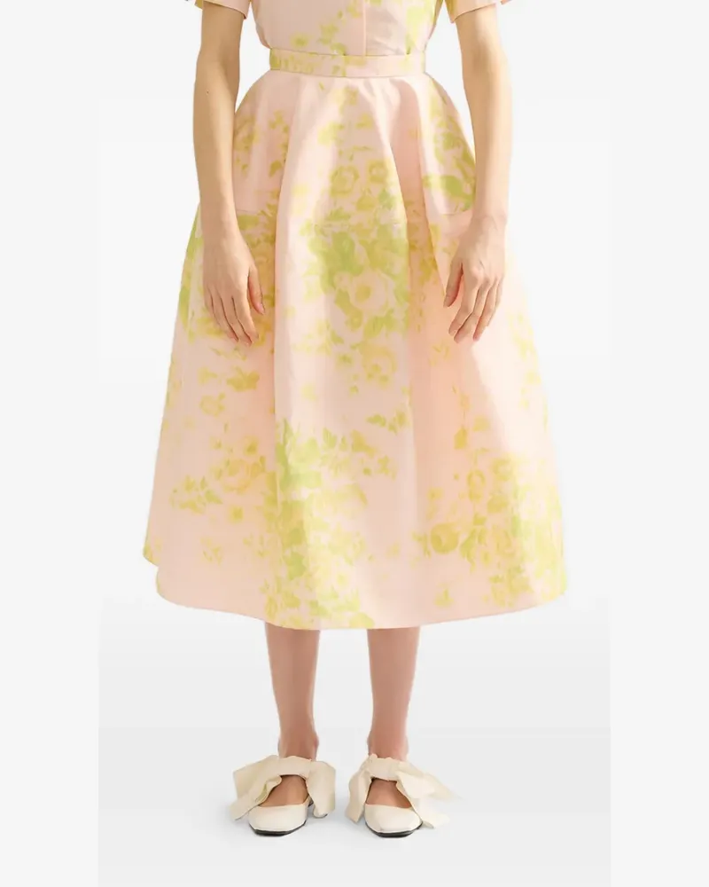 Erdem floral-pattern midi skirt - Rosa Rosa