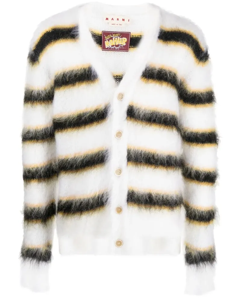 Marni Gestreifter Cardigan - Weiß Weiß