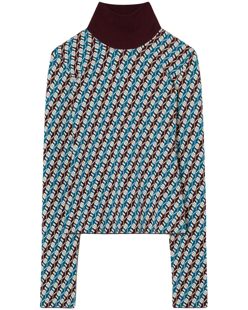 Tory Burch Jacquard-Rollkragenpullover - Blau Blau