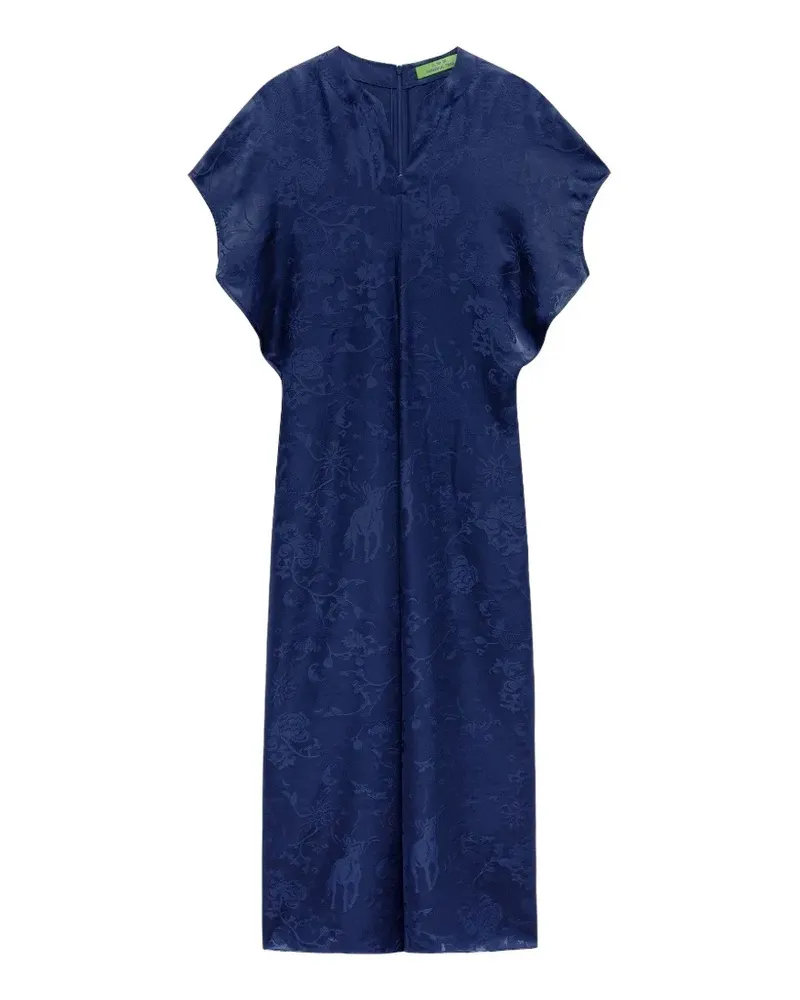 Shanghai Tang Tang jacquard midi dress - Blau Blau