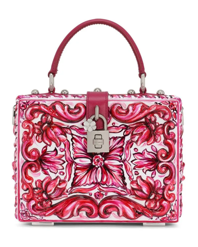 Dolce & Gabbana Dolce Box Schultertasche mit Majolica-Print - Rosa Rosa