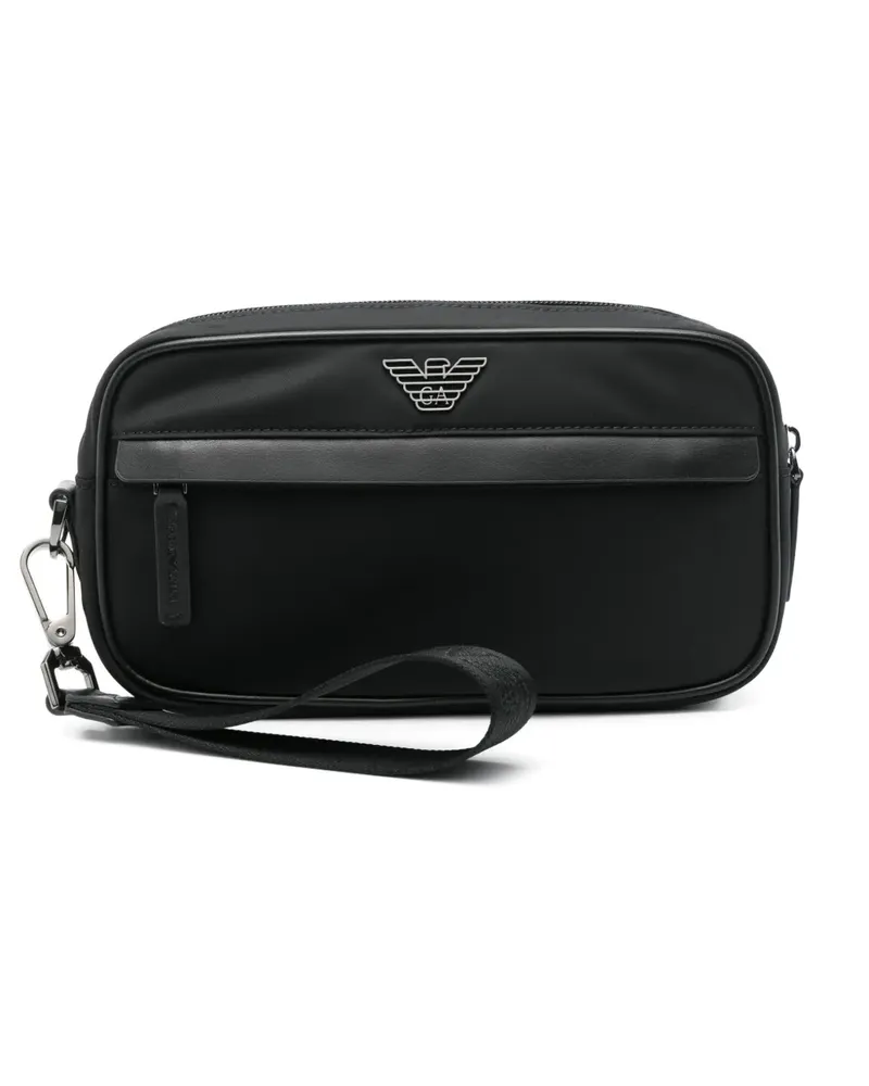 Emporio Armani Clutch mit Logo-Schild - Schwarz Schwarz