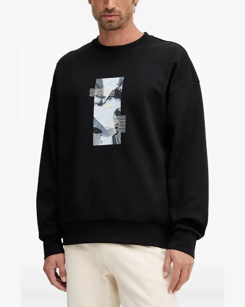 HUGO BOSS Stenson Zone Sweatshirt mit grafischem Print - Schwarz Schwarz