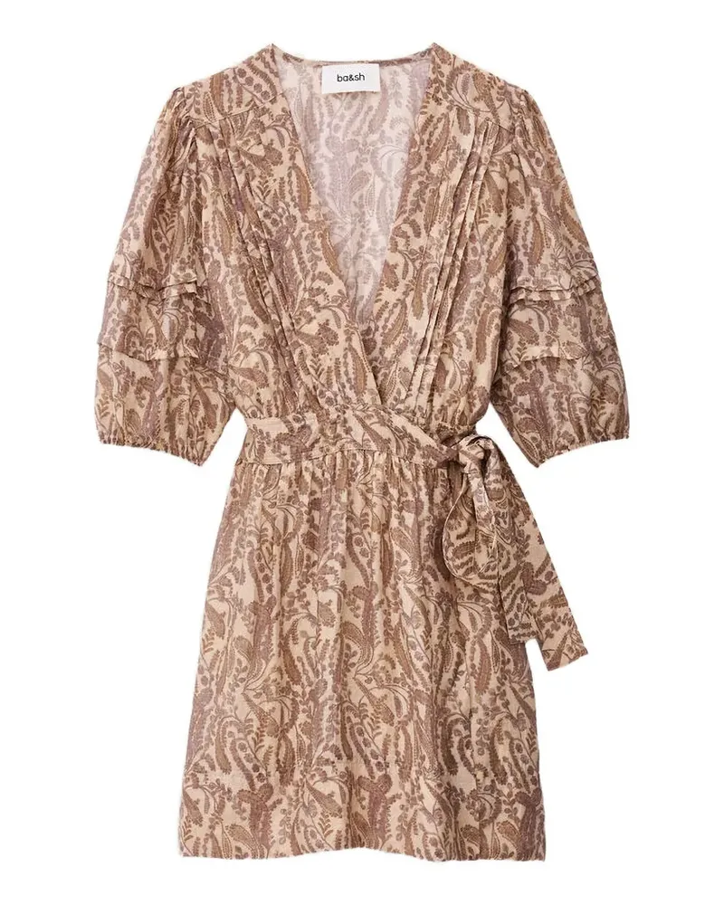 ba&sh Teodora ruffled paisley-print mini dress - Nude Nude