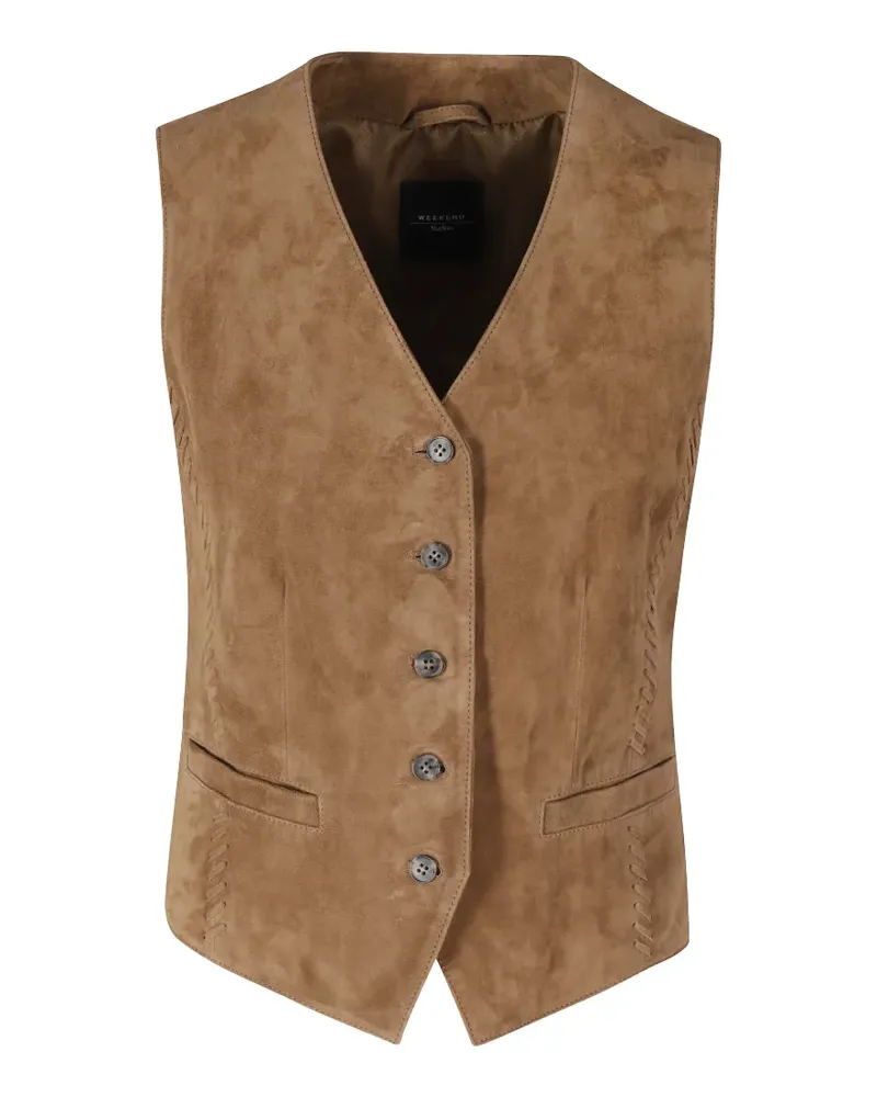 Max Mara suede whipstitch waistcoat - Nude Nude