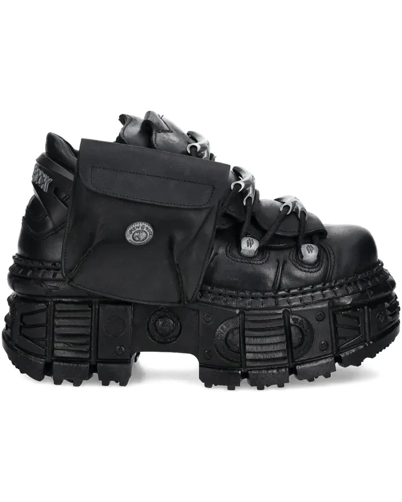 New Rock Plateau-Sneakers mit Tasche - Schwarz Schwarz