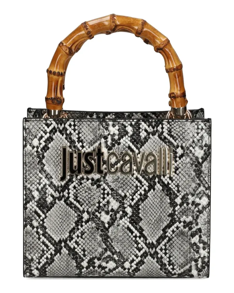 Just Cavalli bamboo-handle snake-effect tote bag - Grau Grau