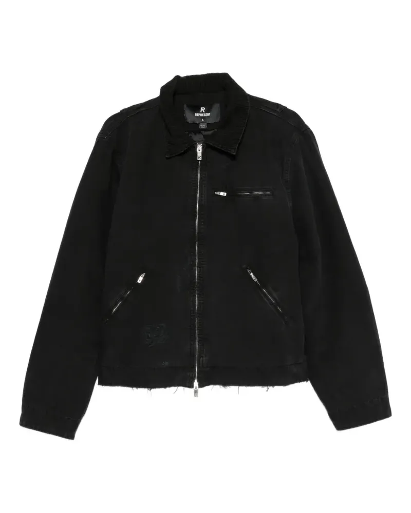 REPRESENT corduroy-collar frayed-edges jacket - Schwarz Schwarz