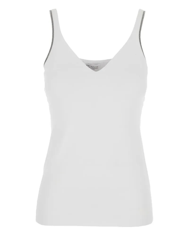 Brunello Cucinelli Tanktop mit V-Ausschnitt - Weiß Weiß