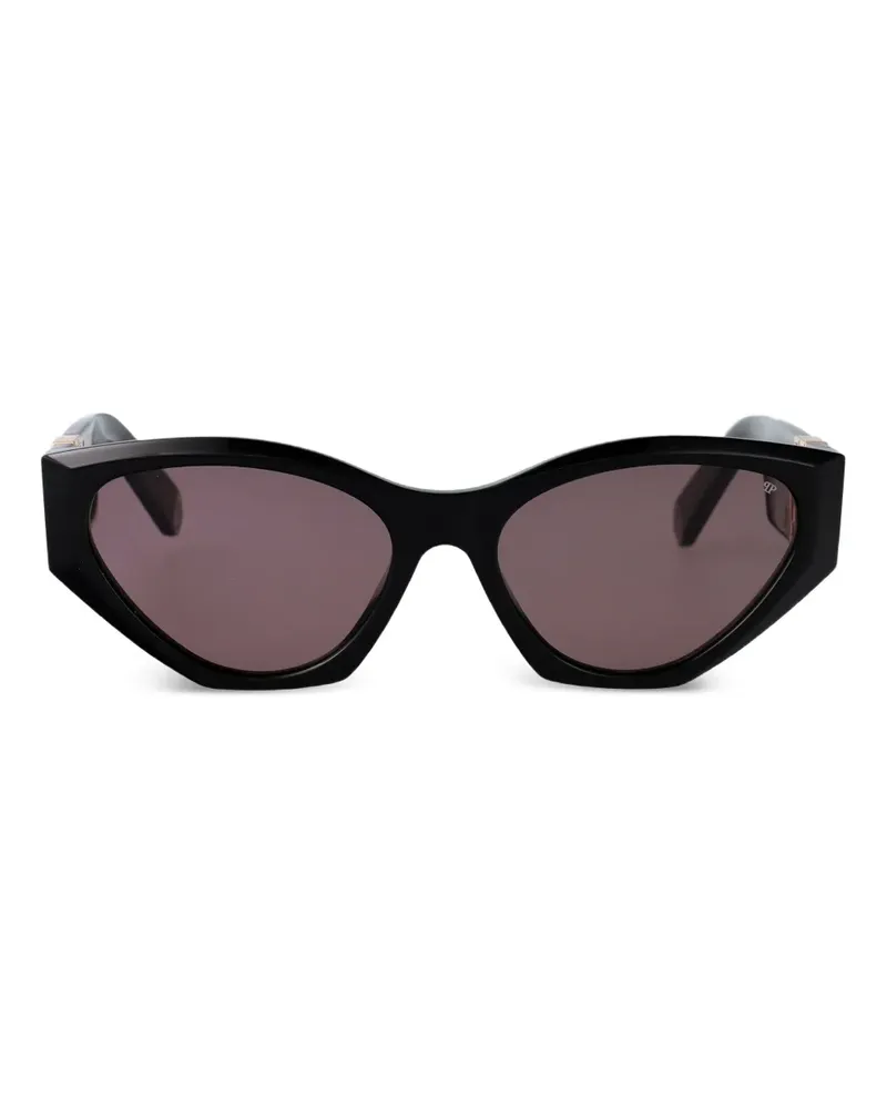 Philipp Plein Sonnenbrille mit geometrischem Gestell - Schwarz Schwarz