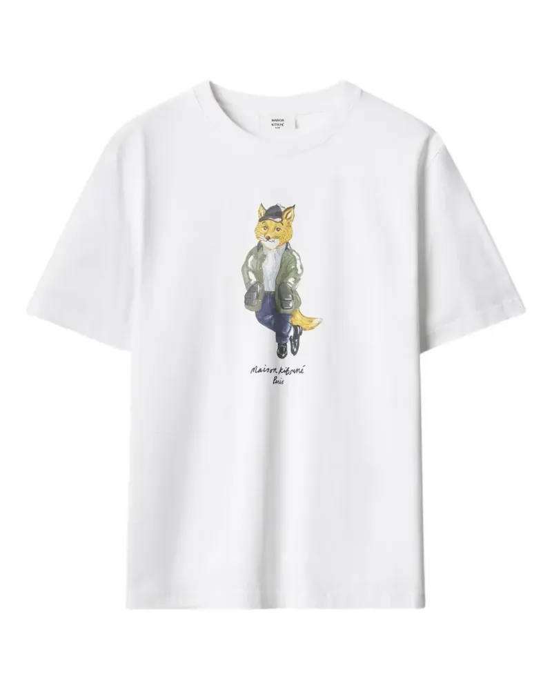 Kitsuné fox-print T-shirt - Weiß Weiß