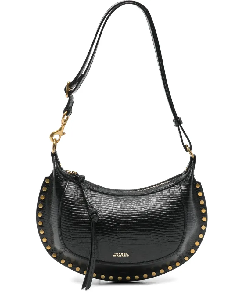 Isabel Marant Oskan lizard-effect studded shoulder bag - Schwarz Schwarz