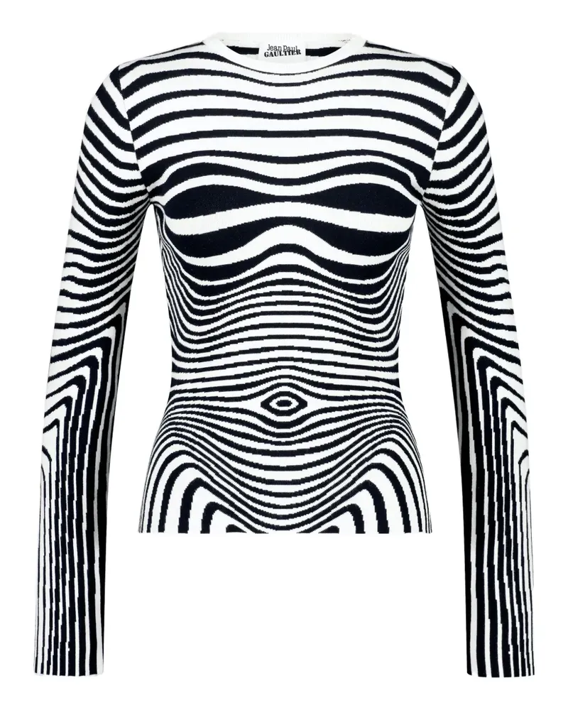 Jean Paul Gaultier Morphing Stripes Pullover mit rundem Ausschnitt - Weiß Weiß