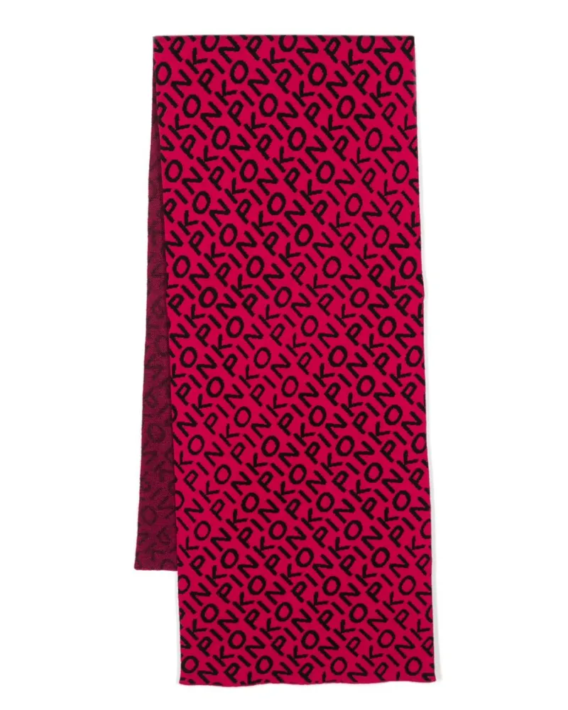 Pinko Zweifarbiger Schal mit Logo-Print Rosa