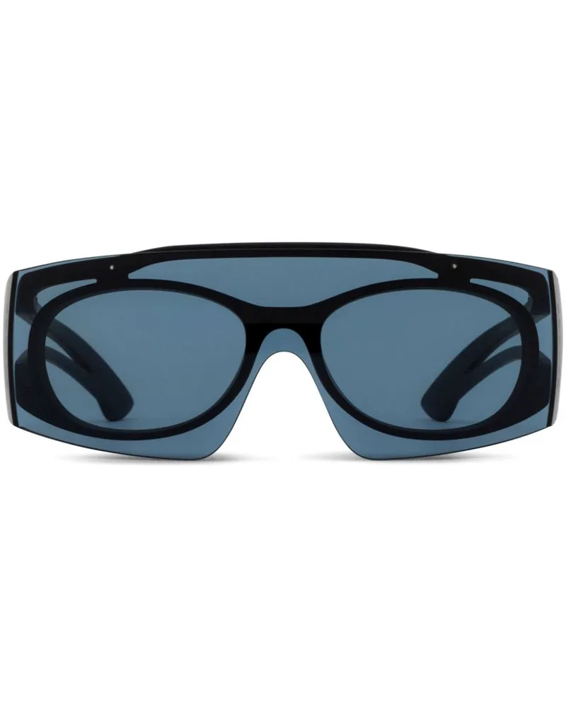 Alexander McQueen Sonnenbrille mit Logo-Print - Schwarz Schwarz