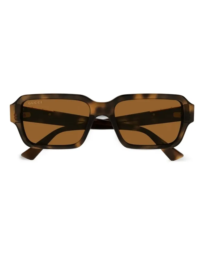 Gucci tortoiseshell-effect rectangle-frame sunglasses - Braun Braun
