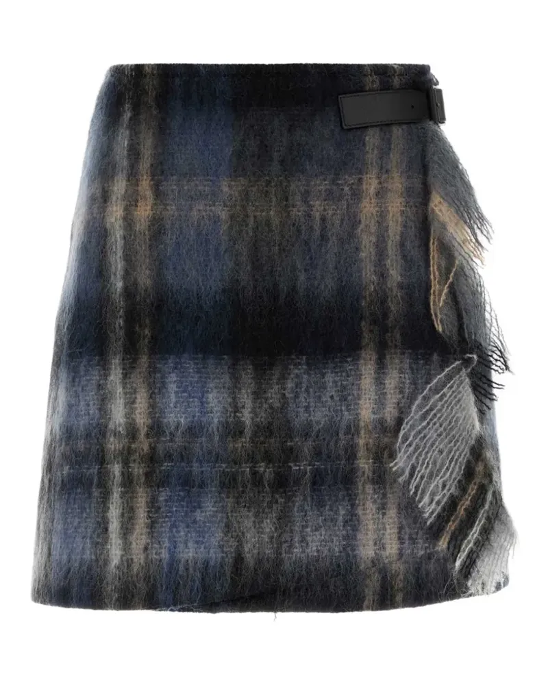 Loewe embroidered fringed mini skirt - Blau Blau