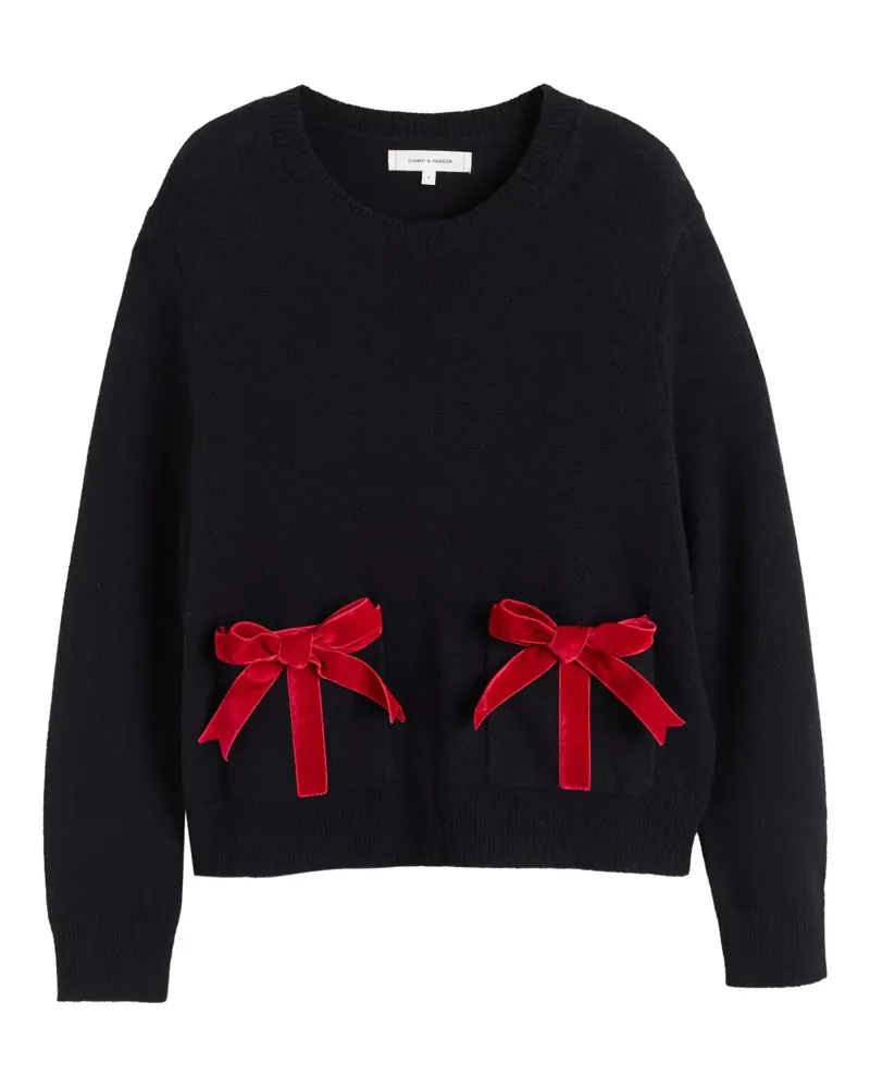Chinti & Parker Pullover mit Samtschleife - Schwarz Schwarz