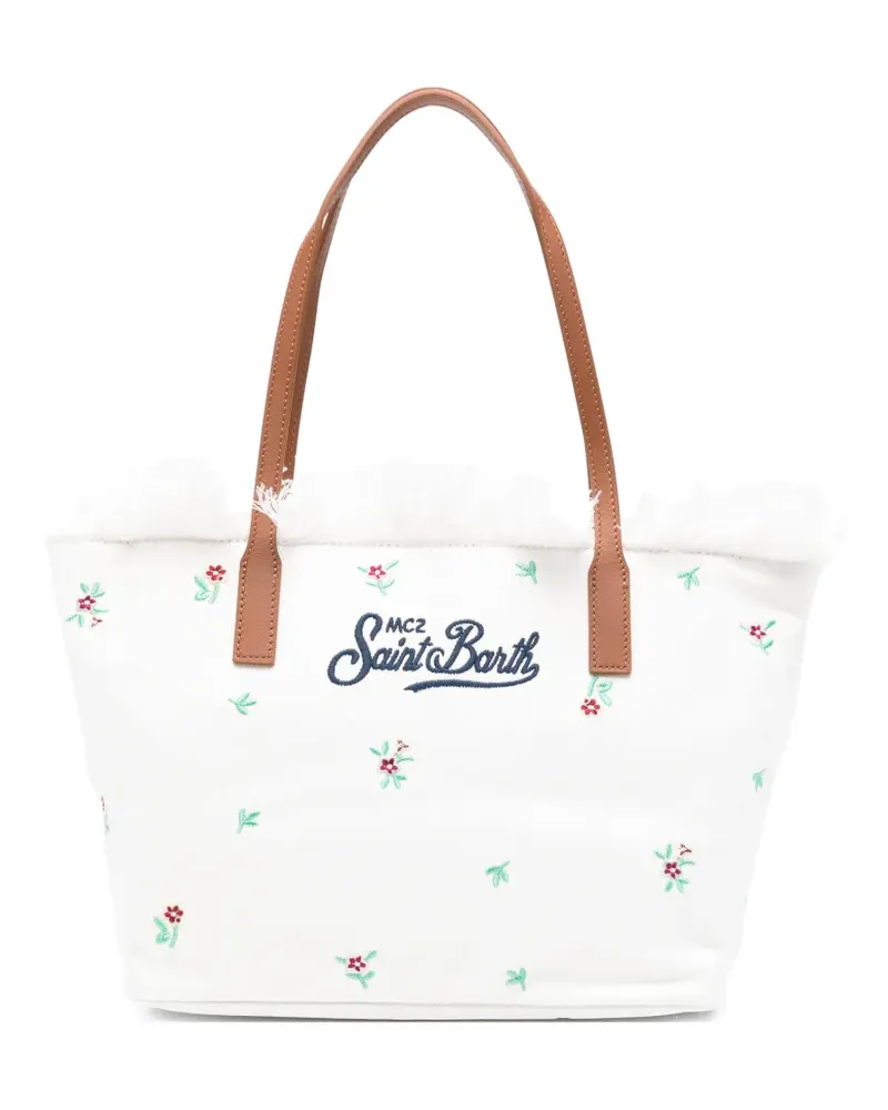 MC2 Saint Barth Mittelgroßer City Tote Bag mit Blumenstickerei - Weiß Weiß