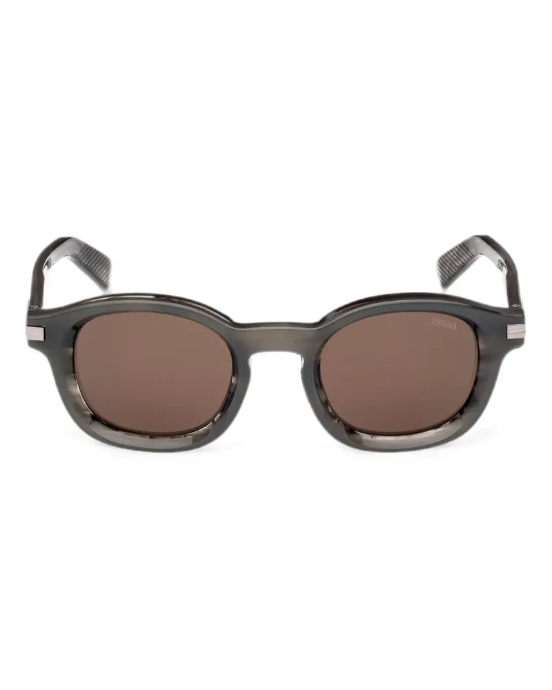 Ermenegildo Zegna Sonnenbrille mit rundem Gestell - Grau Grau