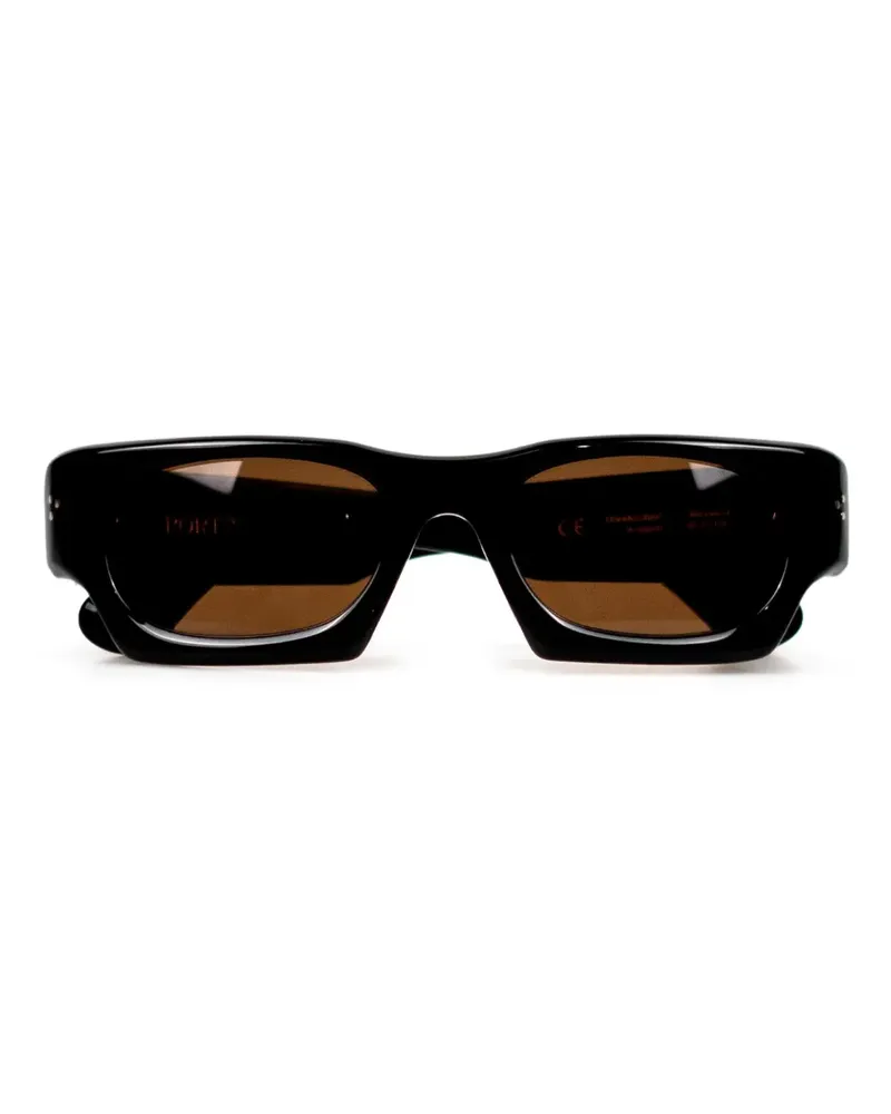 Port Tanger Sonnenbrille mit geometrischem Gestell - Schwarz Schwarz