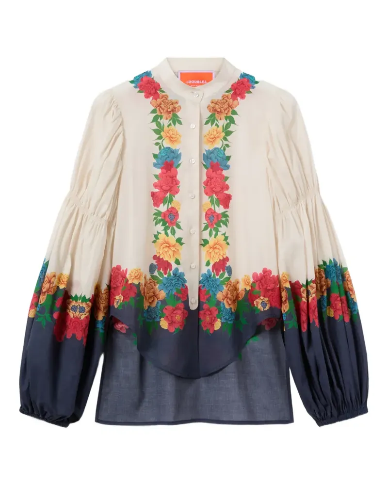 La DoubleJ Bluse mit Blumenapplikation - Nude Nude