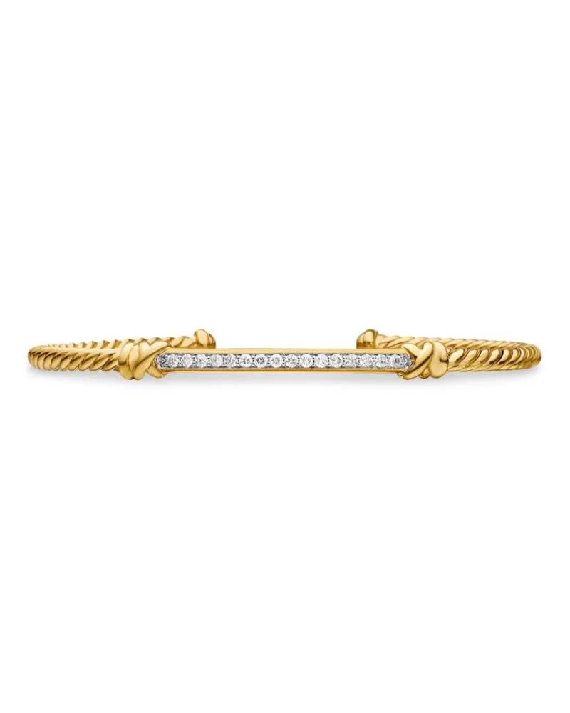 David Yurman 18kt Petite Helena Cablespira Station Gelbgoldarmband mit Diamant 3mm Gold