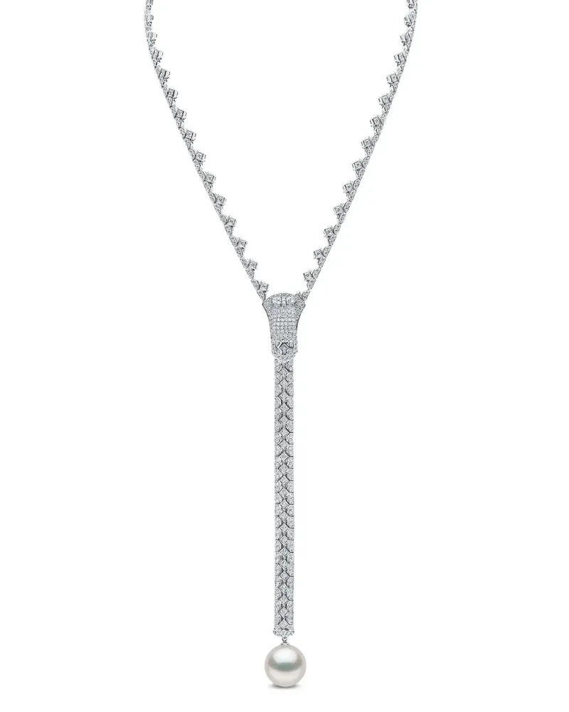 YOKO London 18kt Zyyp Weißgoldhalskette mit Perlen und Diamanten - Silber Silber
