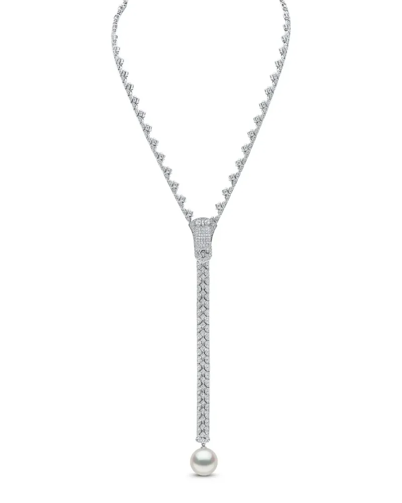 YOKO London 18kt Zyyp Weißgoldhalskette mit Perlen und Diamanten - Silber Silber